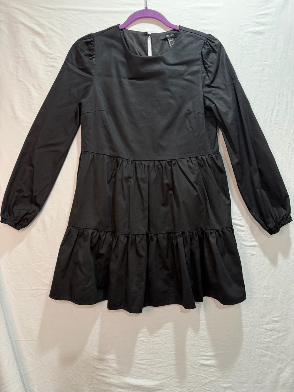 Forever 21 Black Tiered Long-Sleeve Girls Dress